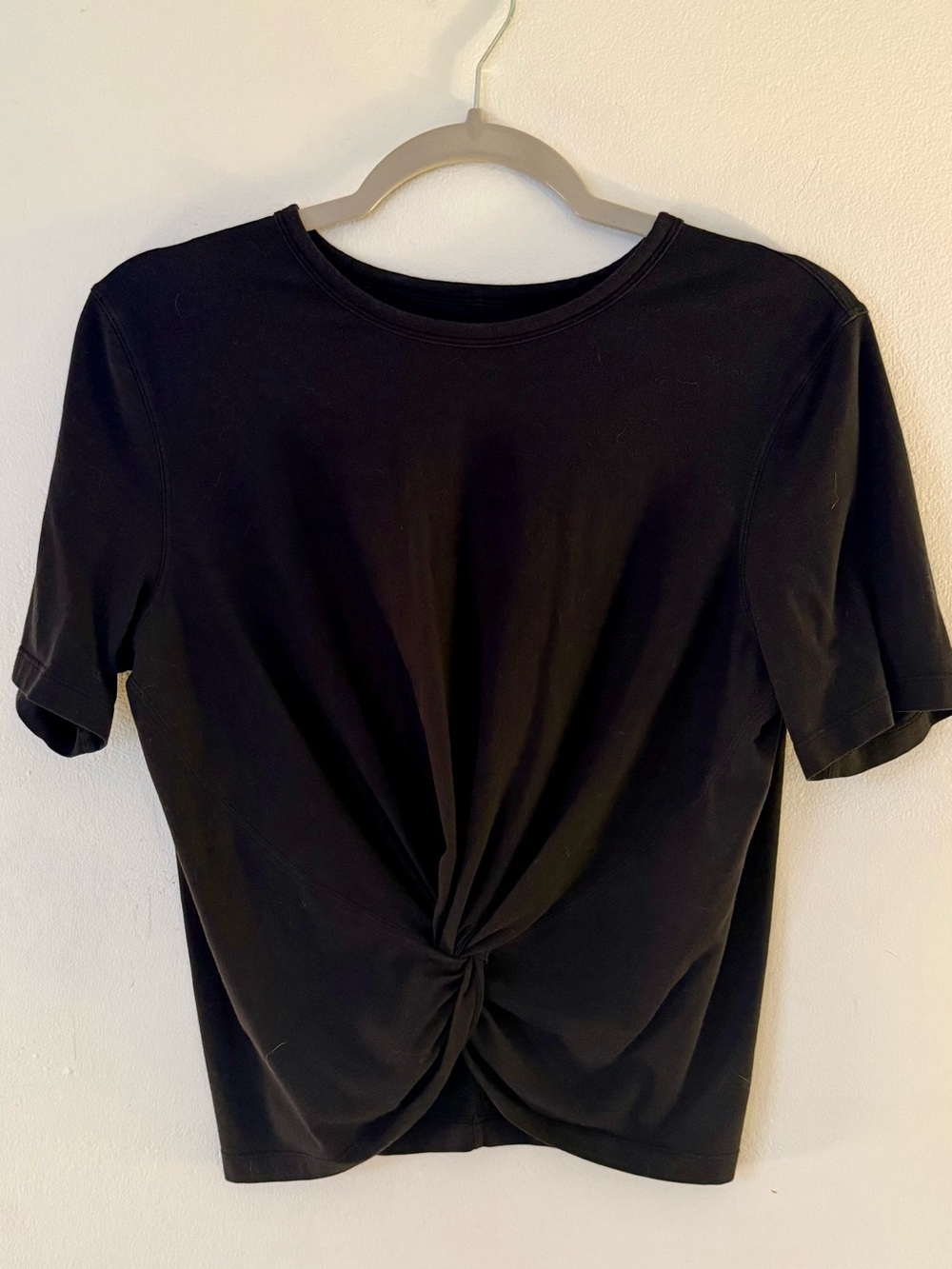 Lululemon Black Front Twist Short Sleeve Shirt - Size Small